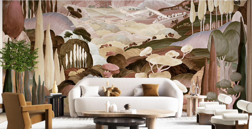 Living room at home use wallpaper mural landscape